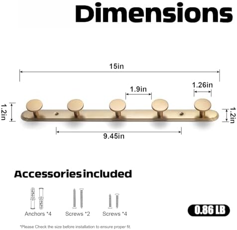Goo-Ki Champagne Bronze Coat Rack Wall Mount with Orbit Rim Backplate, Heavy Duty Zinc Coat Hooks Wall Mounted, Modern Soft Gold Hat Hanger and Towel Rack for Entryway, Mudroom, and Bathroom(5 Hooks) - Image 2