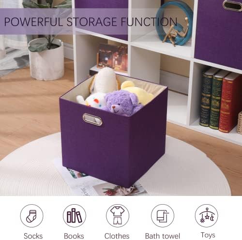 13x13x13 Inch Foldable Cube Storage Bins with Metal Handles, 4 Pack - Image 4