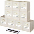 Storage Bins,13" Cube Storage Bin with Labels,10pcs,Beige by Anyoneer
