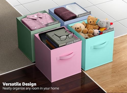 Sorbus Fabric Storage Cubes, 12 Pack (13 Inch, Cool Pastels) - Image 4