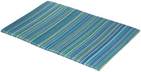 Fab Habitat Striped Non Slip Doormat - Durable, Thin - Recycled Plastic - Entryway, Front Door, Porch, Patio - Cancun Turquoise/Moss Green (24" x 36" Non-Slip) - Image 4