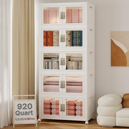 920QT Stackable Storage Bins with Lids, 230Gal Foldable Storage Cabinets by VNVTO