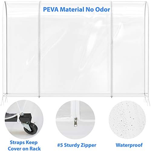 Simple Houseware Heavy Duty Clothing Garment Rack + Clear Garment Rack Cover (72''L x 54''H) - Image 5