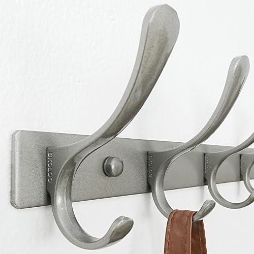 SKOLOO Coat Rack Wall Mounted - 6 Hooks, Pack of 2, Heavy Duty, Stainless Steel, Metal Wall Hanger, Sturdy Coat Hooks for Hanging Coats, Jacket, Clothes, Hat, Matte Grey - Image 3