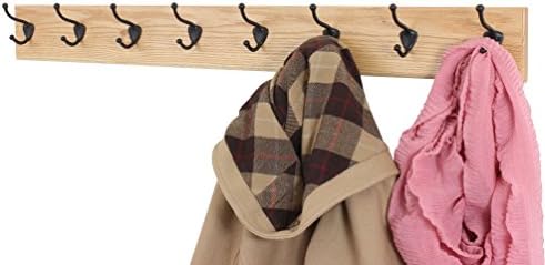 PegandRail Oak Wall Mounted Coat Rack with Bronze Hooks (Natural, 20" x 4.5" with 4 Hooks) - Image 3