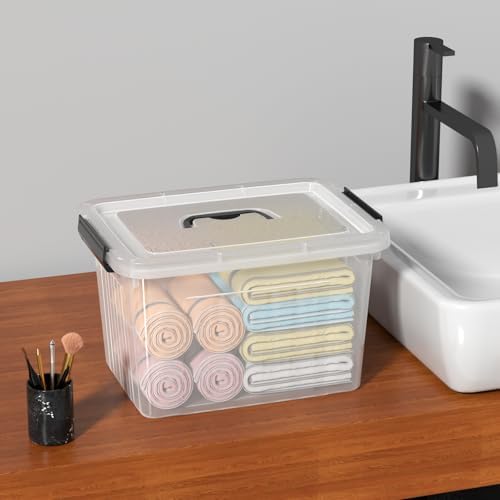 18 Quart Clear Plastic Latching Storage Box with Handle, 4-Pack - Image 4