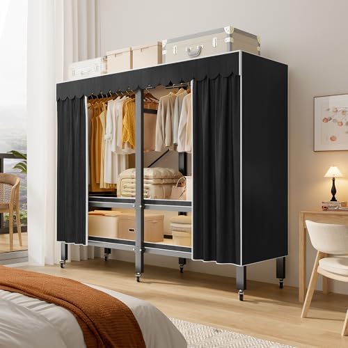 66in Heavy Duty Portable Closet with Black Cover - Image 3