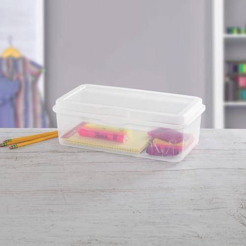 Sterilite 12-Pack FlipTop Stackable Rectangular Storage Bin with Hinging Lid, Clear - Image 6
