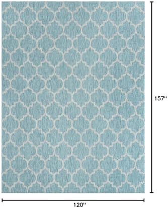 Unique Loom Outdoor Trellis Collection Area Rug (10' x 13' 1" Rectangle, Aquamarine/ Gray) - Image 2