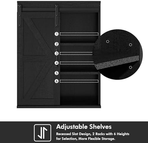 RUSTOWN Farmhouse Bathroom Wall Cabinet with Sliding Barn Door - Image 7