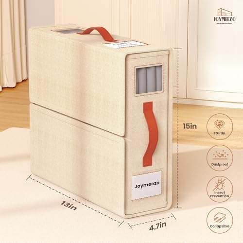 Bed Sheet Organizers, Foldable Linen Closet Storage, 6 Pack, Beige - Image 2