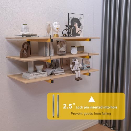 6 PACK Lumber Storage Rack Wall Mount Wood Organizer Storage Racks Heavy Duty Shelf Brackets with 9-Level System 1080 LB Sturdy Folding Garage Wall Shelving, Snowboard Rack for Indoor and Outdoor - Image 5