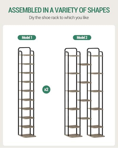 Hzuaneri 10 Tiers Vertical Shoe Rack, Tall Shoe Shelf with 2 Hooks - Image 5