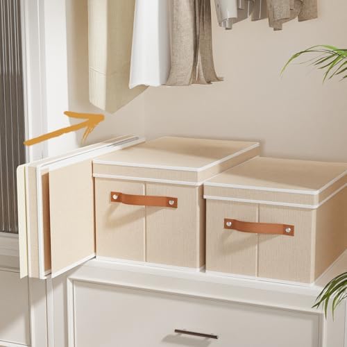 Beige Foldable Storage Bins,10.2×7.8×6.7 In,Shelf Baskets,5-Pack - Image 4
