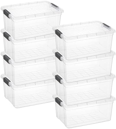 Superio 21 Quart Clear Plastic Storage Boxes with Lids, Stackable Organizer Containers, BPA-Free Storage Bins for Home, Office, School & Dorm, 8 Pack by Superio