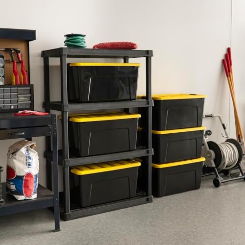 IRIS USA 6-Pack 72 Quart Storage Bins with Lids, Black/Yellow - Image 5