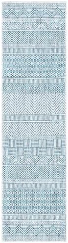 SAFAVIEH Washable Rug Outdoor Courtyard Collection - 2'3" x 8' Runner, Grey & Teal, Non-Shedding & Easy Cleaning, Ideal for Patio, Entryway, Mudroom, Hallway, Kitchen (CY8196-37212) by Unknown