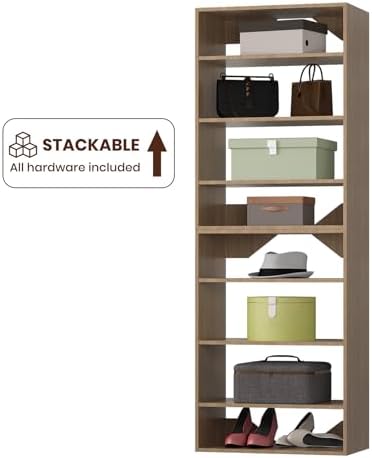 ROOMTEC 19.5" Shelf Short Tower Closet Unit, Modular Closet System with Shelf, Wardrobe Organizer for Bedroom or Walk-in Closet, Wall Mounted, Customizable Clothes Storage Unit, Wood - Image 7