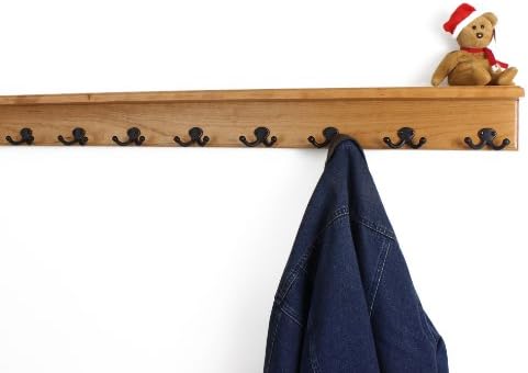 PegandRail Solid Cherry Shelf Coat Rack with Aged Bronze Double Style Hooks - Made in The USA (Cherry, 21" with 4 Hooks) - Image 3
