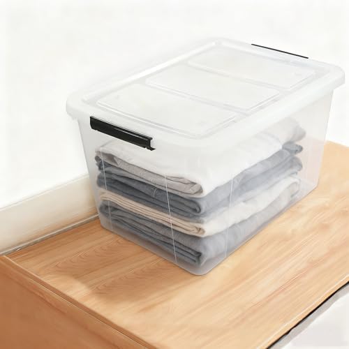 Clear Large Storage Bins with Lids and Wheels, 70L, 4-Pack - Image 6