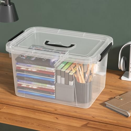 Wekioger 20 Quart Clear Plastic Lidded Storage Box with Latch Handle 4 Pack - Image 4