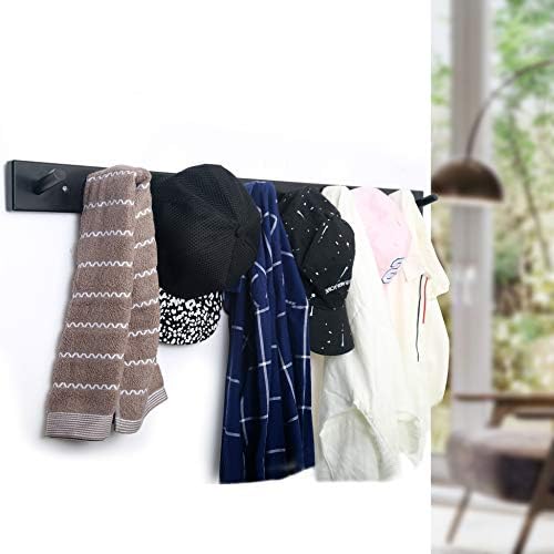 WEBI Coat Rack Wall Mounted,10 Hooks,38" Long Coat Hanger Wall Mount,Bamboo Peg Rail Hat Hooks for Hanging Caps,Jacket,Clothes,Coats,Black,2 Packs - Image 6