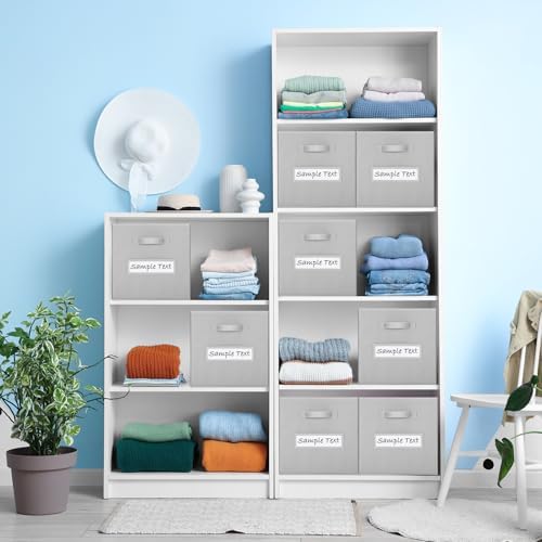 Fabric storage cubes (8 Pack) 13 Inch Cube Storage Bin, cube organizer bins with 8 Labels Window Cards & a Pen, Foldable cube organizer bins and Storage Box, Light Grey - Image 6