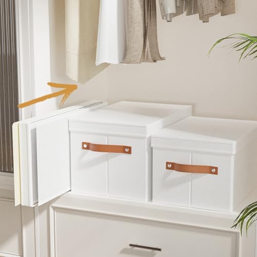 Fabric Storage Baskets,White Boxes,16.5x11.8x10.2In,5 Pack - Image 6