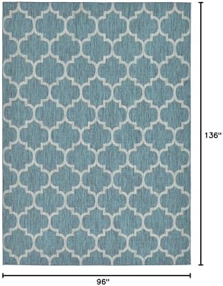 Unique Loom Outdoor Trellis Collection Area Rug (8' x 11' 4" Rectangle, Teal/ Gray) - Image 2