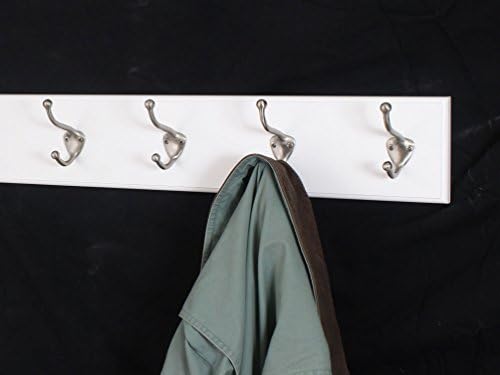 White Wall Mounted Coat Rack with Satin Nickel Hooks 4.5" Ultra Wide (52" x 4.5" with 10 Hooks) - Image 3