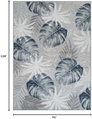 Luul Home Floral Indoor Outdoor Rugs 8x10 Large Area Rug for Living Room, Patio Decor, Kitchen, and Entryway Rug, Washable Stain Resistant Outside Carpet Blue 8 x 10 - Image 2