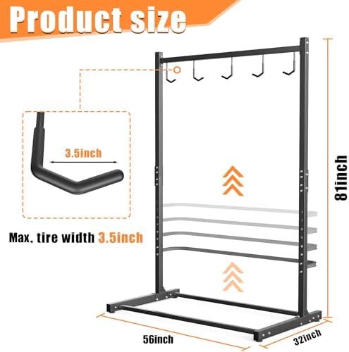 TORACK Freestanding Hanging Bike Stand, 5 Bikes Vertical Bike Storage - Image 4