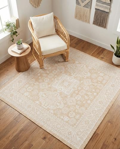 Rugs.com - Outdoor Aztec Rug – 5 Ft Square Natural Washable Indoor/Outdoor Rug – Perfect for Patios, Decks, and Porches - Image 4