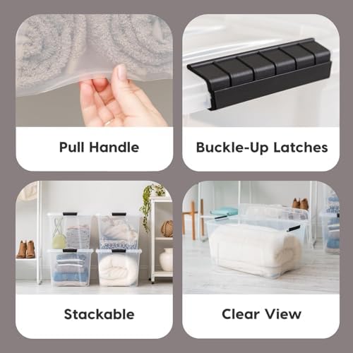 IRIS USA 54 Qt Storage Bins with Lids, 12 Pack, Dividers, Clear/White - Image 3