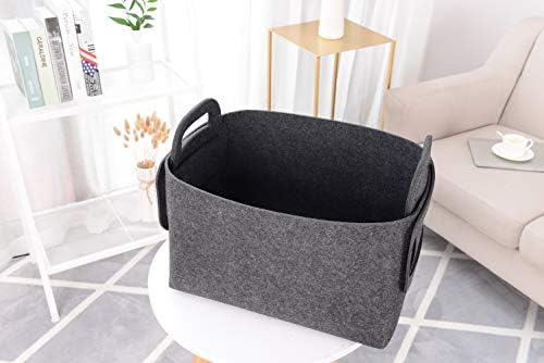 Storage Basket Felt Storage Bin Collapsible& Convenient Box Organizer with Carry Handles for Office Bedroom Closet Babies Nursery Toys Laundry (Dark grey, 19.9inch（L）×13.6inch（W）×12.6inch（H）) - Image 3