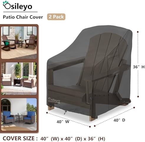 Patio Chair Covers 2 Pack,Waterproof Heavy Duty Patio Furniture Covers for Outdoor Chair(40 W x 40 D x 36 H inches)Black - Image 2