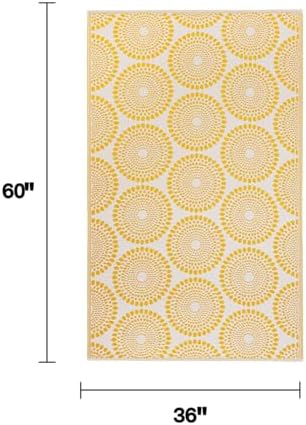 Fab Habitat Outdoor Rug - Waterproof, Fade Resistant, Crease-Free - Premium Recycled Plastic - Floral Medallion - Porch, Deck, Balcony, Mudroom, Laundry Room, Patio - Rio - Yellow - 3 x 5 ft - Image 2