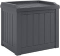 Suncast Small Deck Box Storage w/ Bench Seat for Indoor & Outdoor Use, 22 Gal., Cyberspace by Unknown