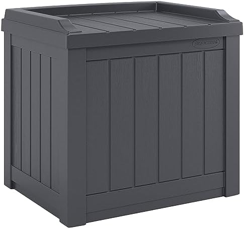 Suncast Small Deck Box Storage w/ Bench Seat for Indoor & Outdoor Use, 22 Gal., Cyberspace by Unknown