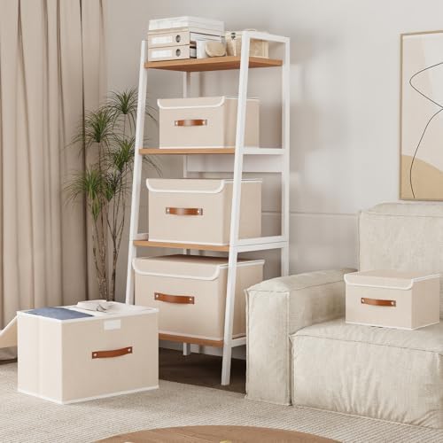 Yawinhe Collapsible Storage Boxes,Beige,10.2x7.9x6.7in,5-Pack - Image 2