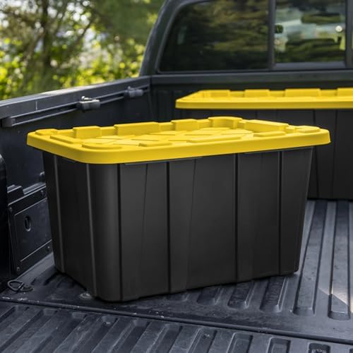 27-Gallon Plastic Storage Bins with Snap-on Lids – 6-Pack, Home Organization Essential (Black and Yellow) - Image 5