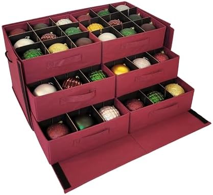612 Vermont Christmas Ornament Storage Box, Adjustable Acid-Free Dividers by 612Vermont