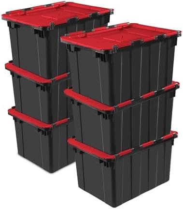 Sterilite Industrial Storage Tote with Lids for Garage, 12 Gallon, 6-Pack by Sterilite