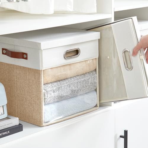 13x13 Inch Ultra Thick Fabric Storage Bins with Lids & Windows, 3P - Image 5