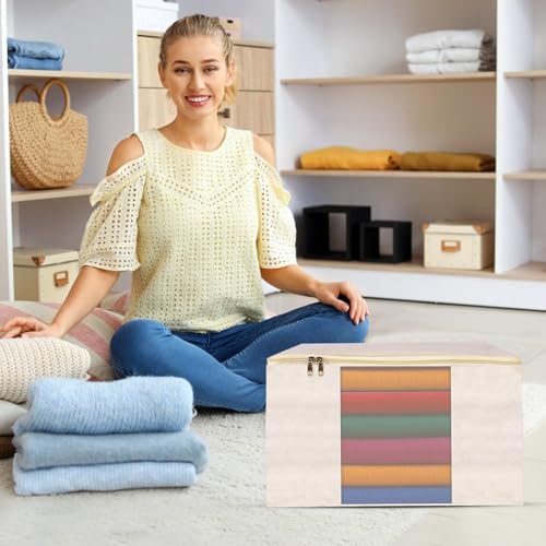 Cotton Canvas Zippered Sweater Bag | Storage Bag for Closets and Under the Bed - Set of 5 (17" L x 14" W x 7" H) Garment Storage Bags for Clothes, Sweaters and More - Image 6