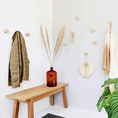 Round Solid Beech Wood Coat Hook + Genuine Leather Strap - Set of 2 (2.3 inch Diameter), for Entryway, Bathroom, Bedroom, Kitchen, and Office - Image 4