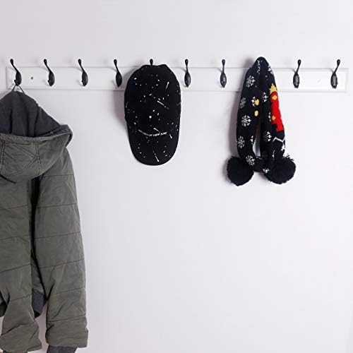 Dseap Coat Rack Wall Mounted: 10-Hooks, 16" Hole to Hole, 38-1/4" Long, Wood Coat Hooks Wall Mounted, Hook Rack, Hook Rail, Hooks for Hanging Coats, White & Black - Image 5