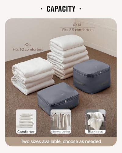 Eachy 3-Pack Comforter Storage Bag Blanket Storage Bags, 136L Compression Storage Bags for Blanket Comforter, Ultra Space Saving Self Compression Organizer - Image 5