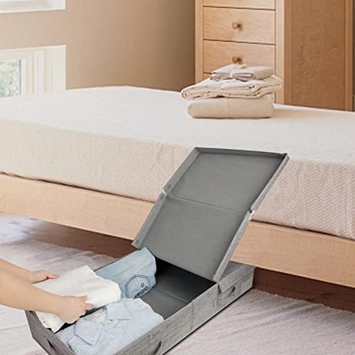 DAYARD Underbed Storage Container Bins with Lids, Under Bed Storage Organizer with Sturdy Handles Sidewalls Bottom, Foldable Clothes Bag (Set of 2) Large, Grey - Image 2