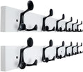 WEBI Coat Rack Wall Mount,36" Solid Wood Coat Hooks Wall Mounted Coat Hanger,16" Hole to Hole,Heavy Duty Hook Rack Rail,6 Triple Hooks for Hanging Coats,Jacket,Clothes,Hat,Backpack,White,2 Packs by WEBI